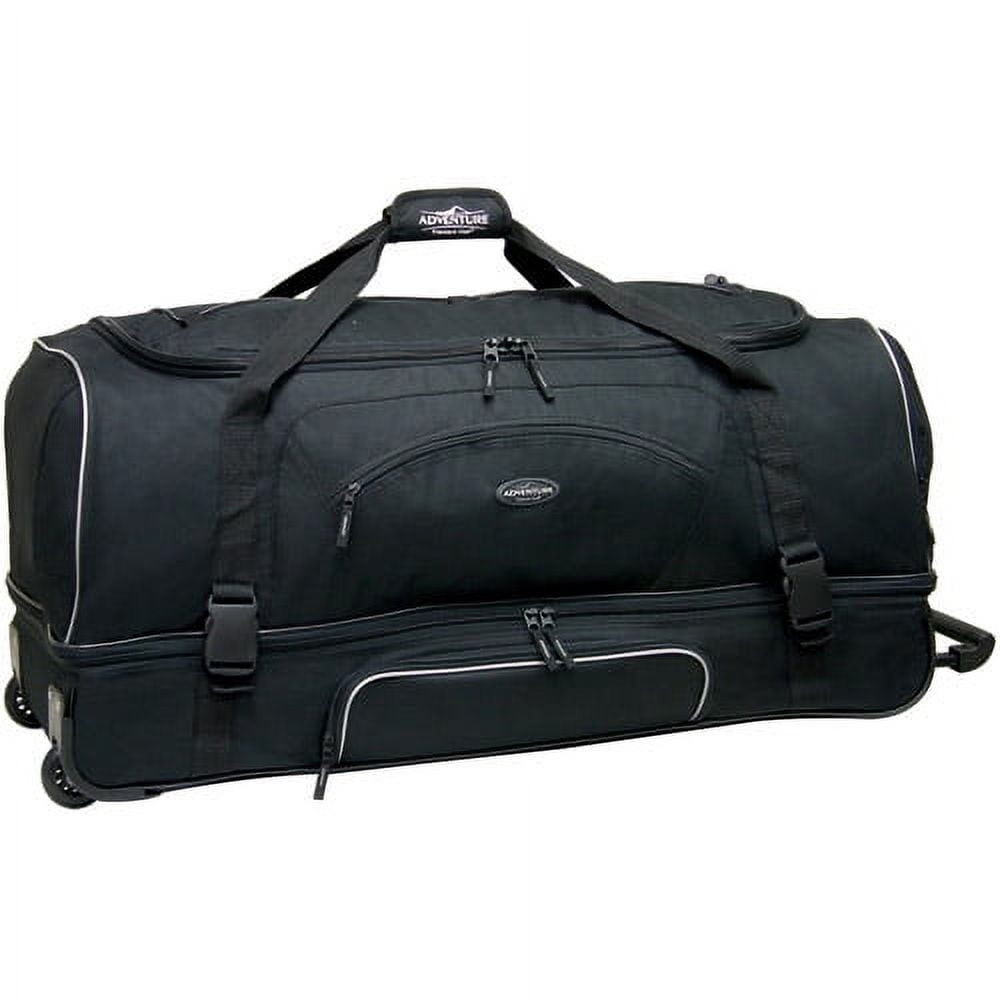 Large 36" Drop-Bottom Rolling Duffel with Telescopic Handle - Black