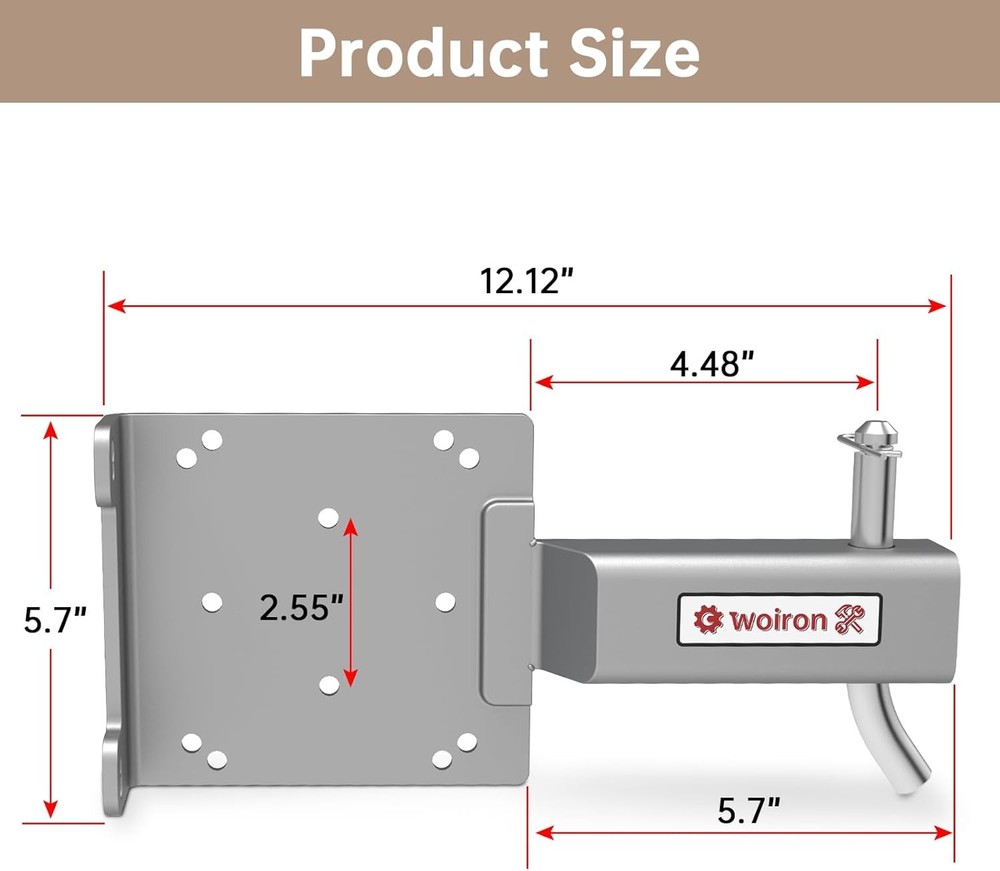 2" Receiver Trailer Hitch Winch Mount Plate, Winch Mounting Bracket, Silver