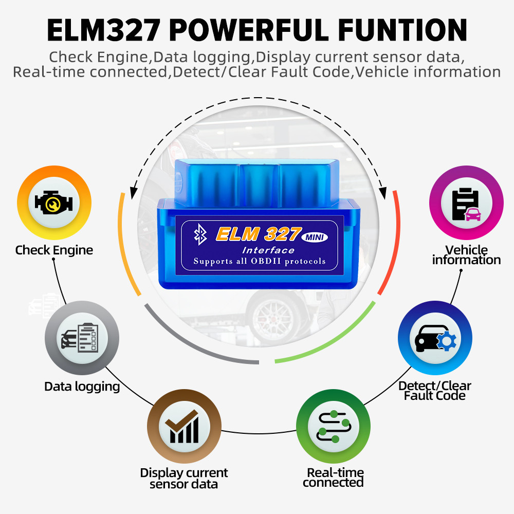 ELM327 OBD2 Code Reader Bluetooth Auto Diagnostic Tool OBDII Scanner