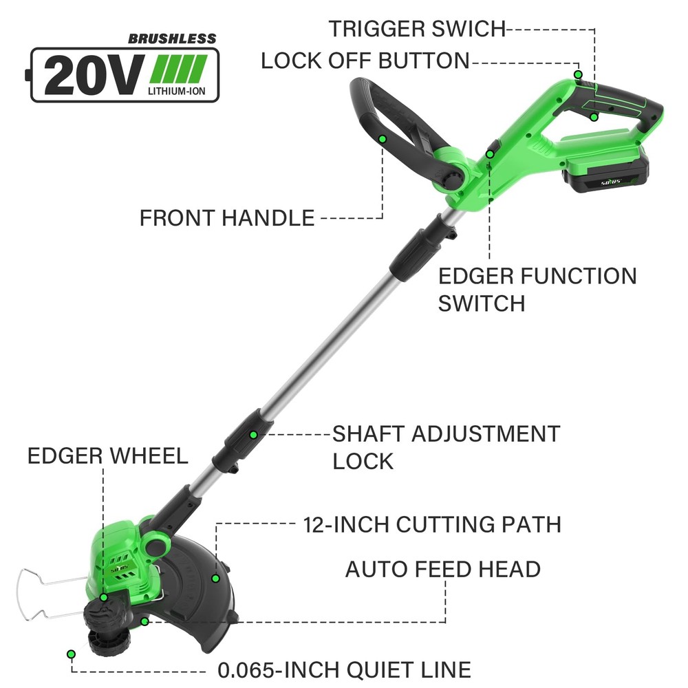 Weed Wacker Cordless, 12 Inch String Trimmer Battery Powered with Battery and...