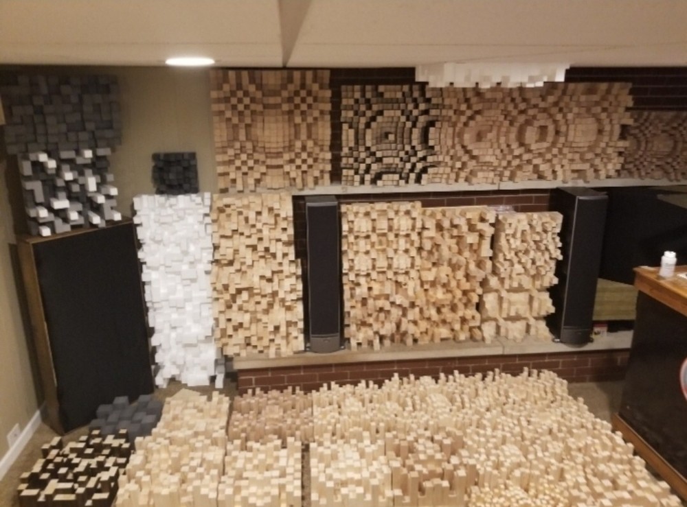 Fully Assembled Acoustic Wood Sound Diffuser Skyline Treatment Panel
