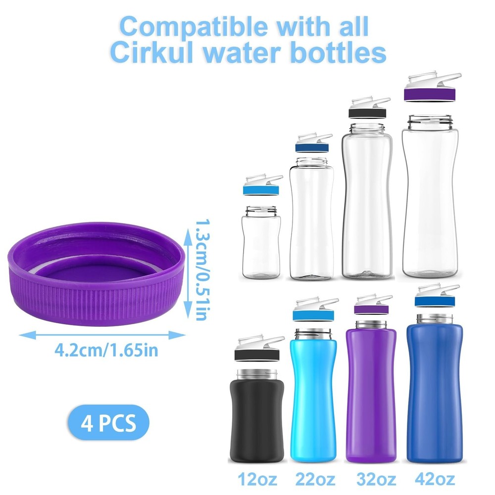 Lid for Cirkul Water Bottle - 4 Pack Cap Lid Replacements Compatible with Cir...