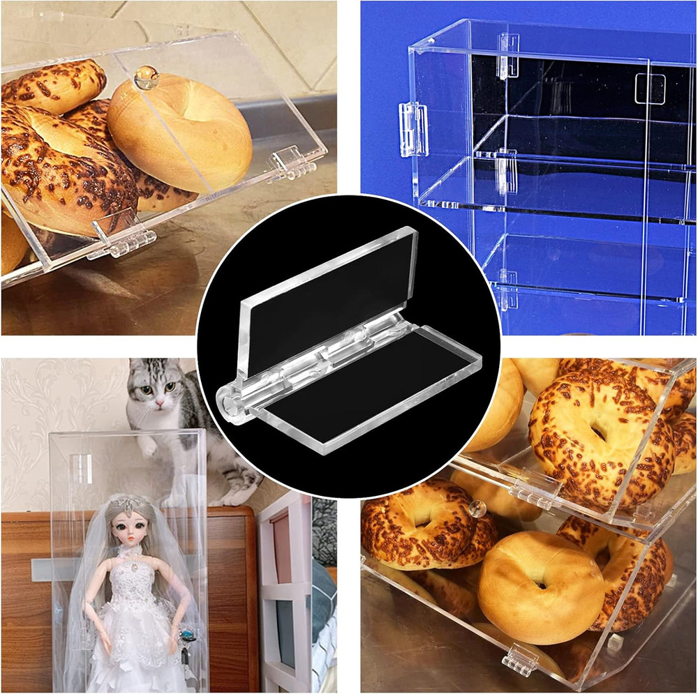 20 Pcs Plastic Hinges Clear, Tranparent Acrylic Hinges Mini Hardware for Box Han