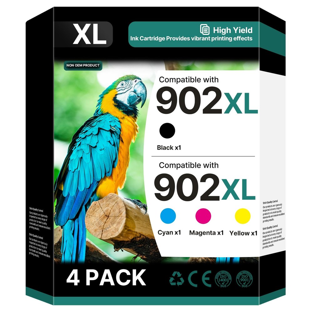 HP 902XL Ink Cartridges High Yield Replacement for HP OfficeJet Printer 4-Pack B