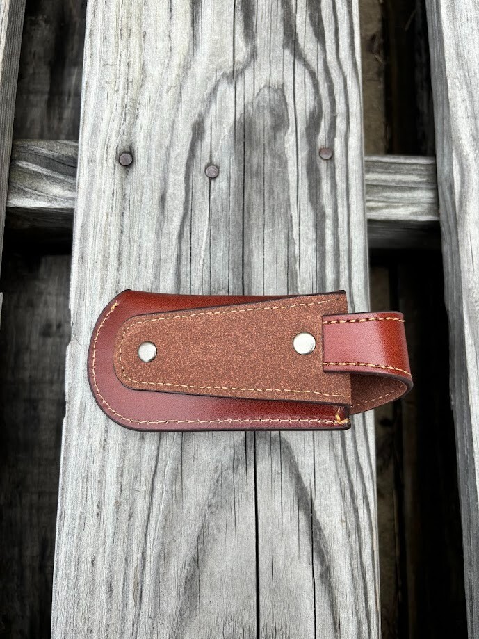 Longhorn Design Large Brown Leather Knife Sheath with Keep