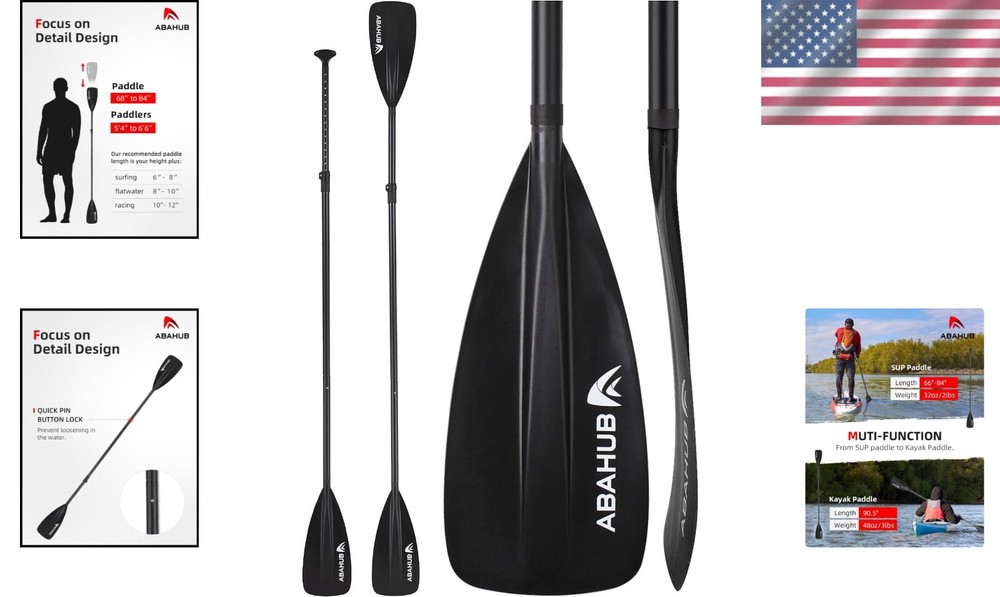 Durable Nylon Blade SUP Paddle - Multi-Use Design for Beginners and Experts