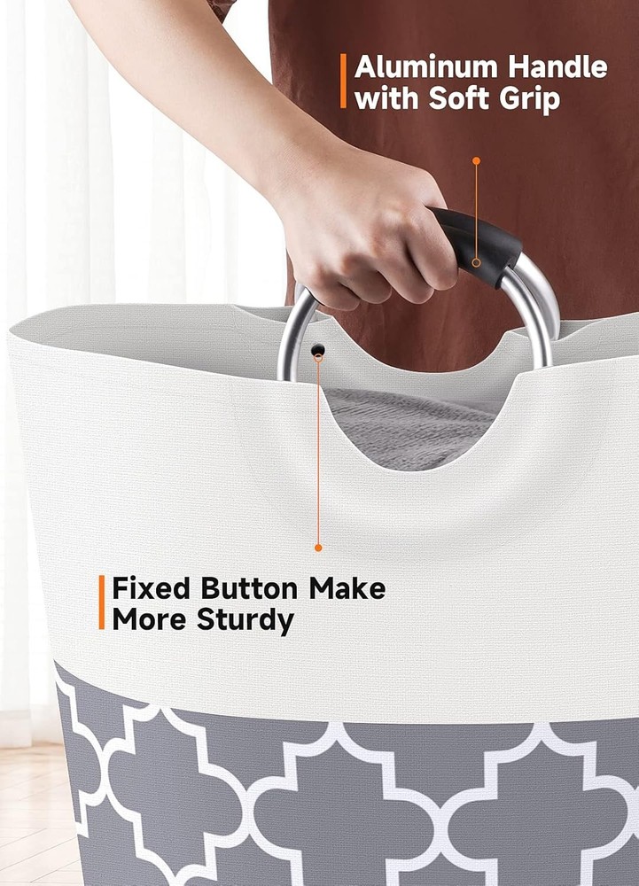 Large Laundry Basket Hamper Bag Washing Bin Clothes 82L, Grey