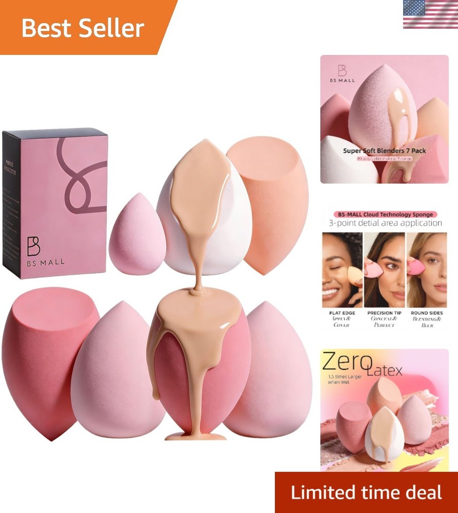 Makeup Sponge Set with Storage Case 7 Pcs for Liquid, Cream, and Powder,SAVE ...