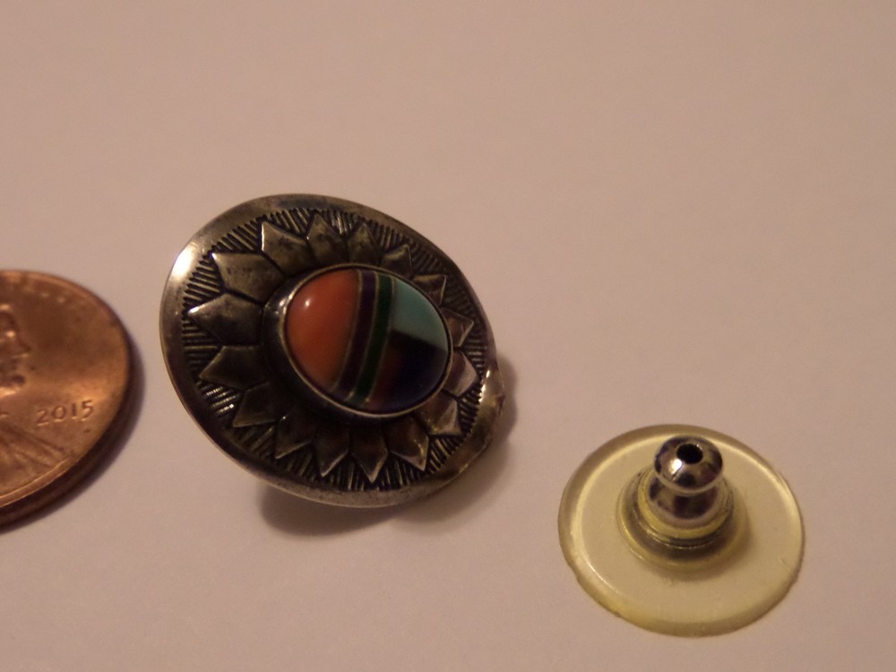 SIGNED Q.T. STERLING SILVER MULTI STONE EARRINGS