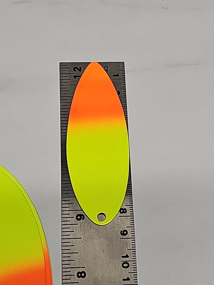 20 Pack Willow Leaf Spinner Blades - NEON 2 Tone. 8.5cm X 3cm
