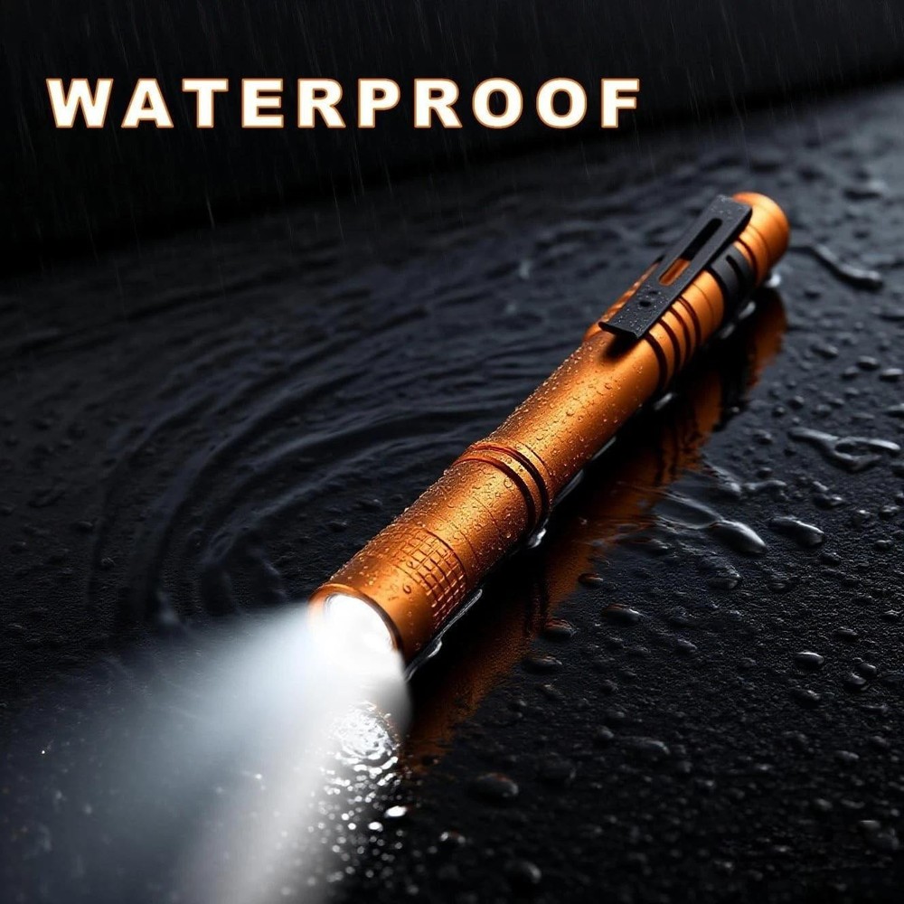 2-pack LED Pocket Pen Light Flashlights - Waterproof, 500 Lumens, Compact &