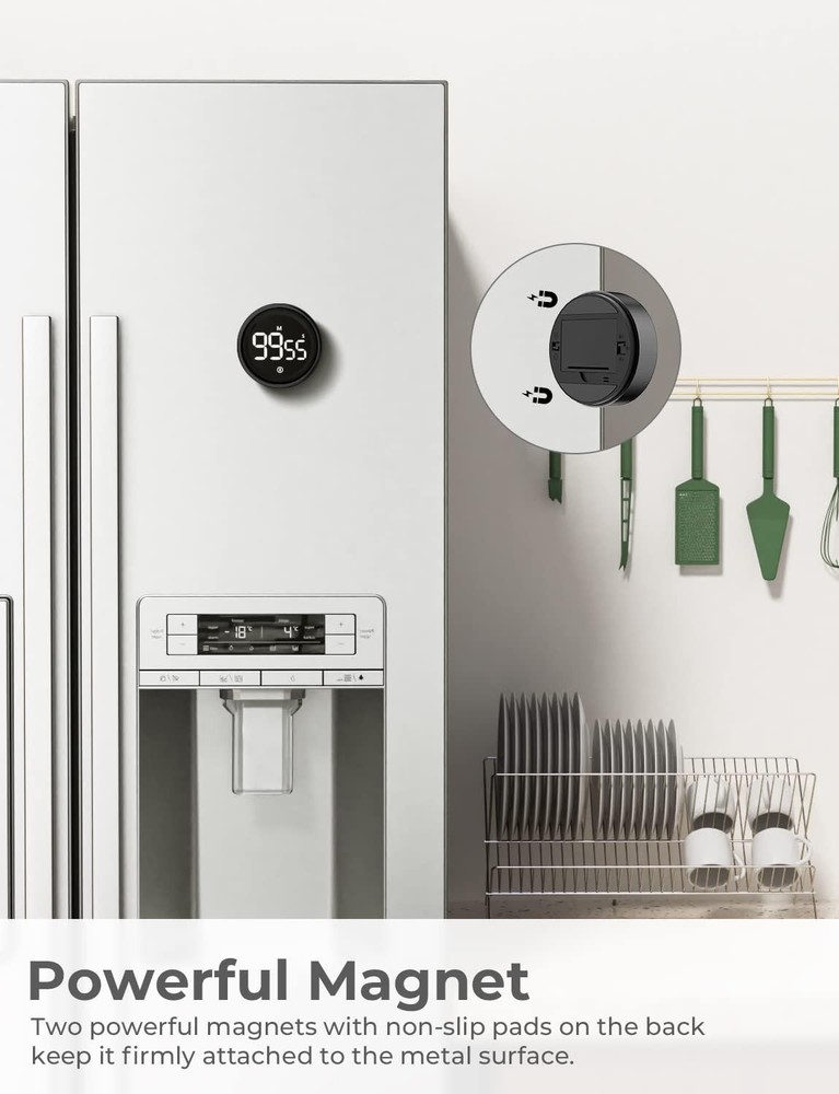 Digital Kitchen Timer, Magnetic Countdown Countup Timer with Large LED Displa...