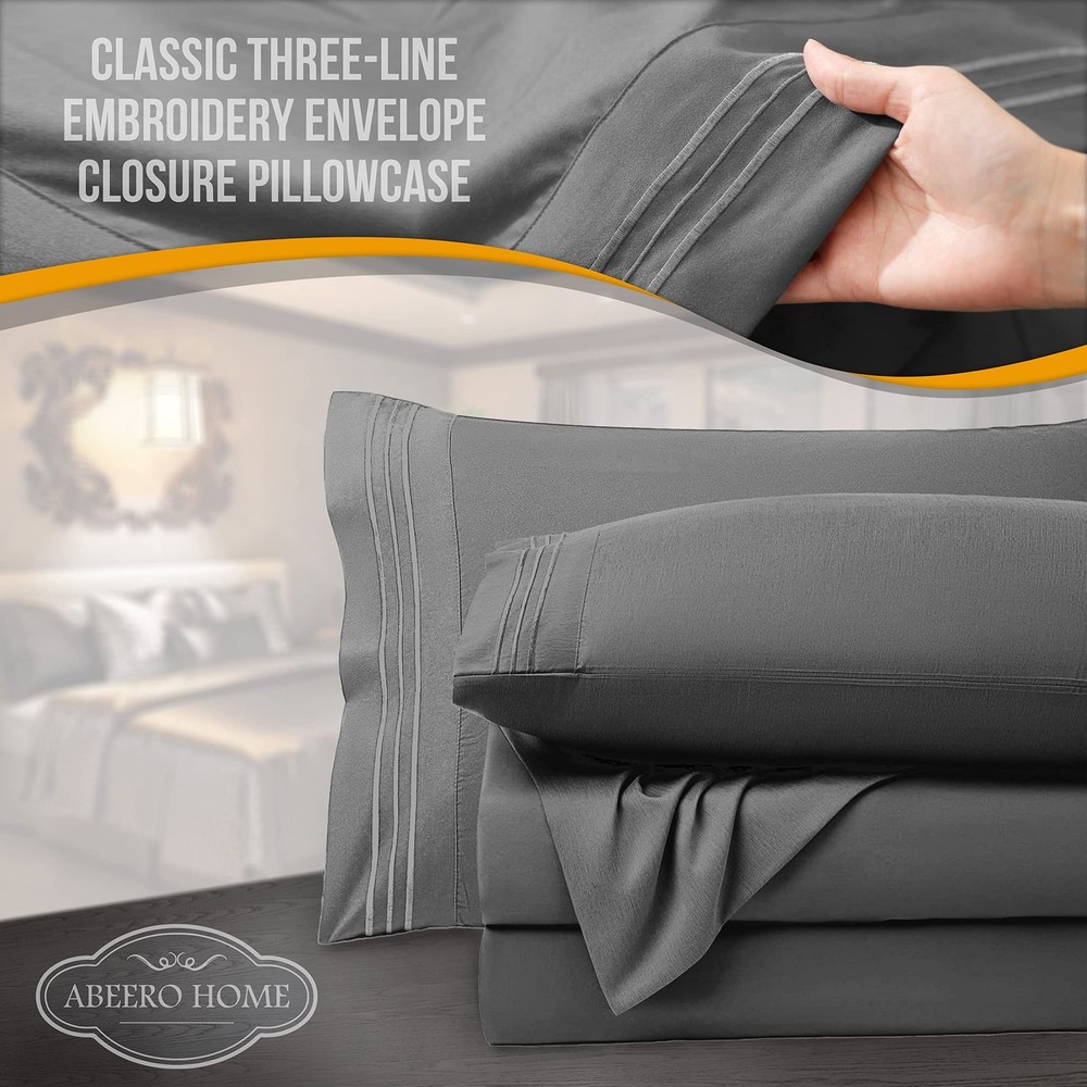 Full Size Bed Sheets Cooling - Luxury Hotel Sheet Set - Soft Sheets with Elas...