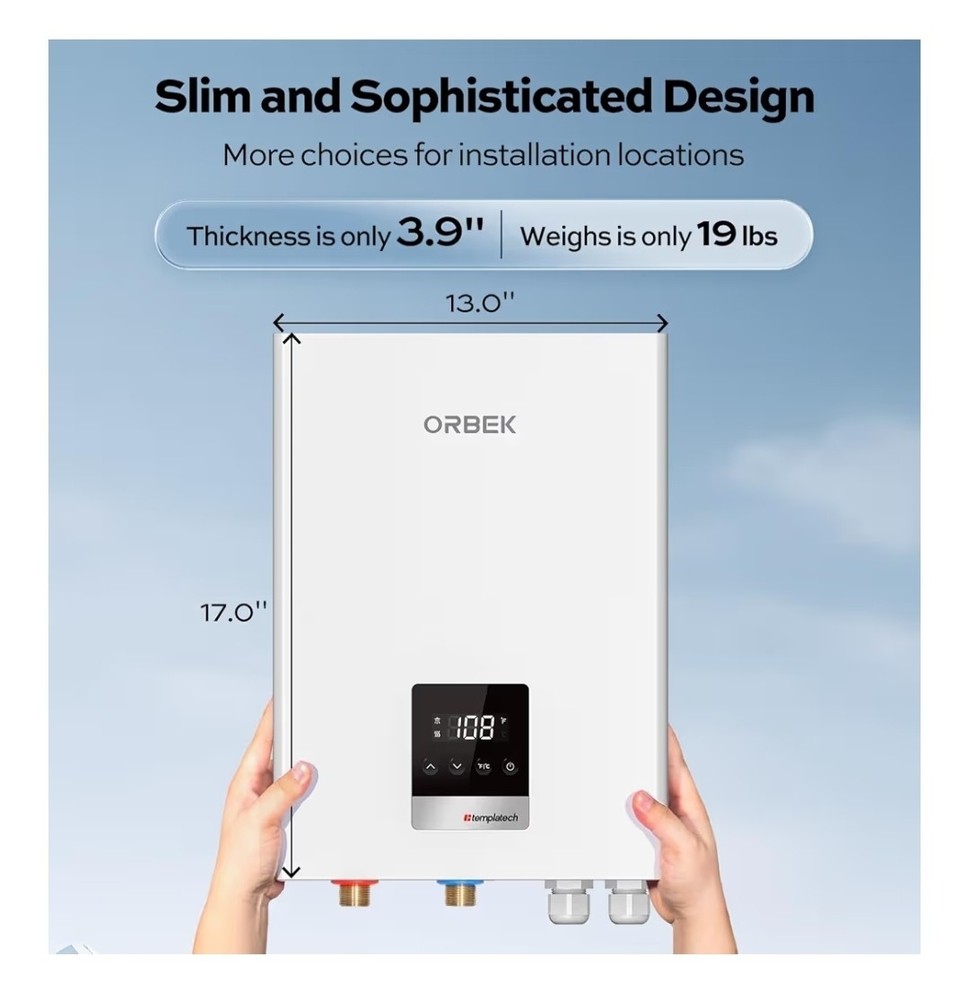 14kW Tankless Water Heater Electric, ORBEK 240 Volt On Demand Instant Hot Wat...