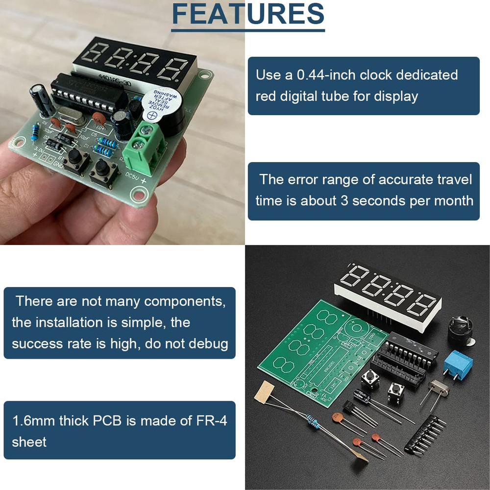 4 Bits Digital Electronic Clock DIY Kit PCB Soldering Practice for Curriculum