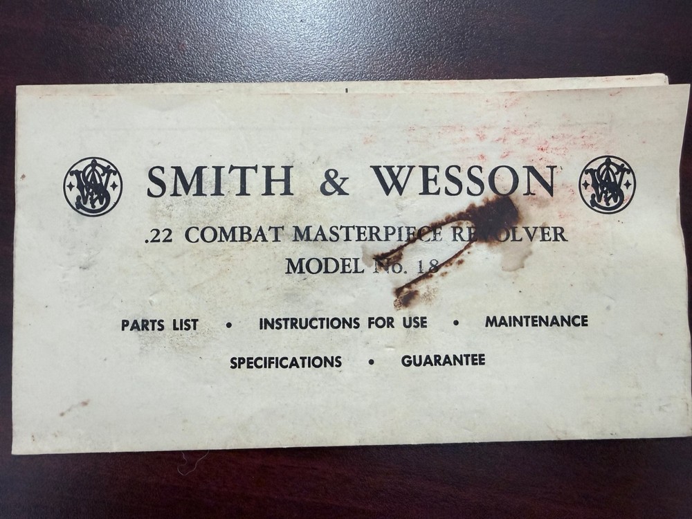 SMITH & WESSON MODEL 18 VINTAGE Manual
