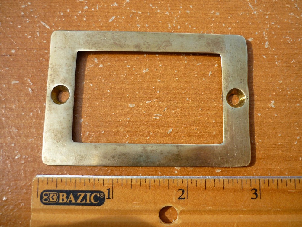 SET of 4 Vintage Solid Brass 4-3/4" Cabinet Drawer Pull Handle & Card Holders