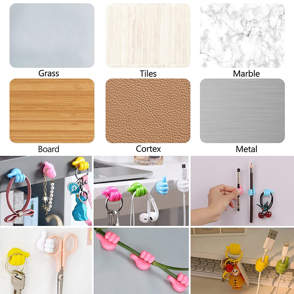 Thumb Wall Key Hook for Hanging Self Adhesive Cable Organizer Clip Holder