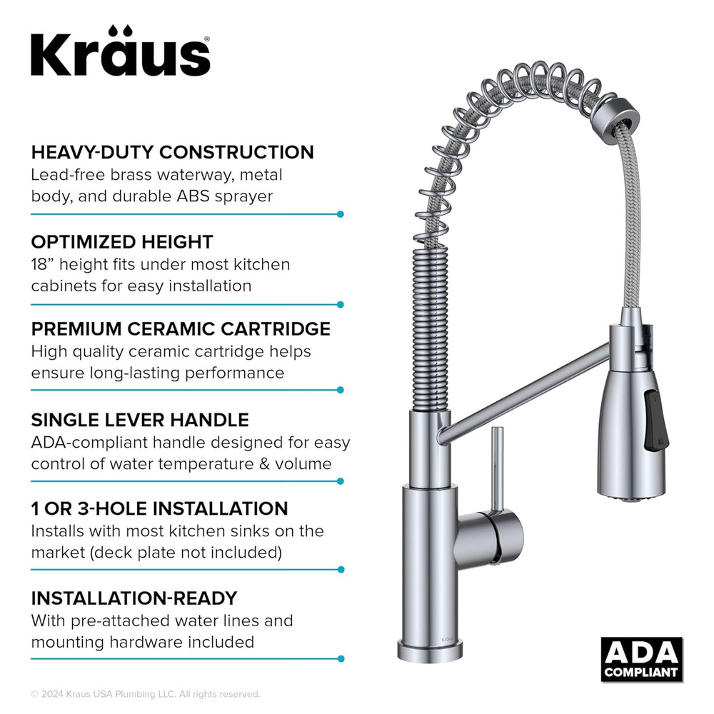 Coda Commercial Style 2-Function Single Handle Pull down Kitchen Faucet in Chrom