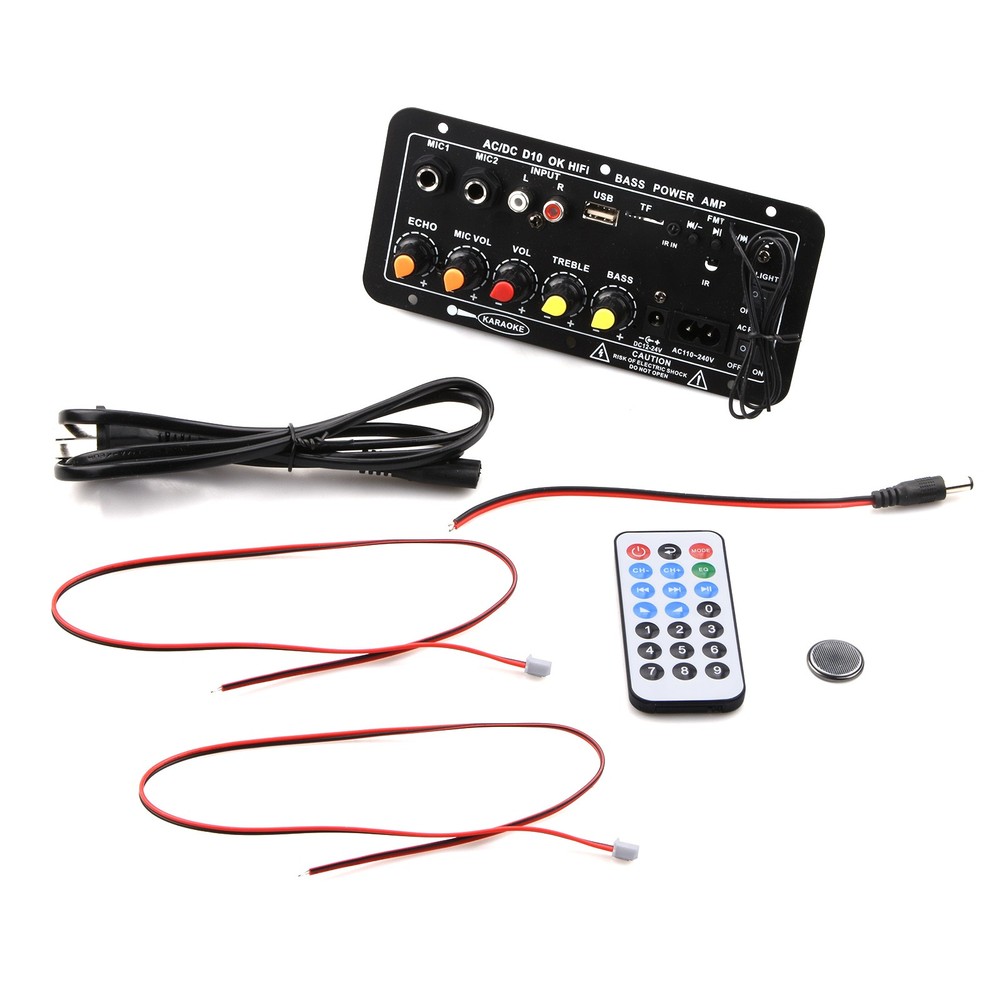 1set Audio Amplifier Board Bluetooth/3.5mm RCA/U disk/TF/MIC Input Support