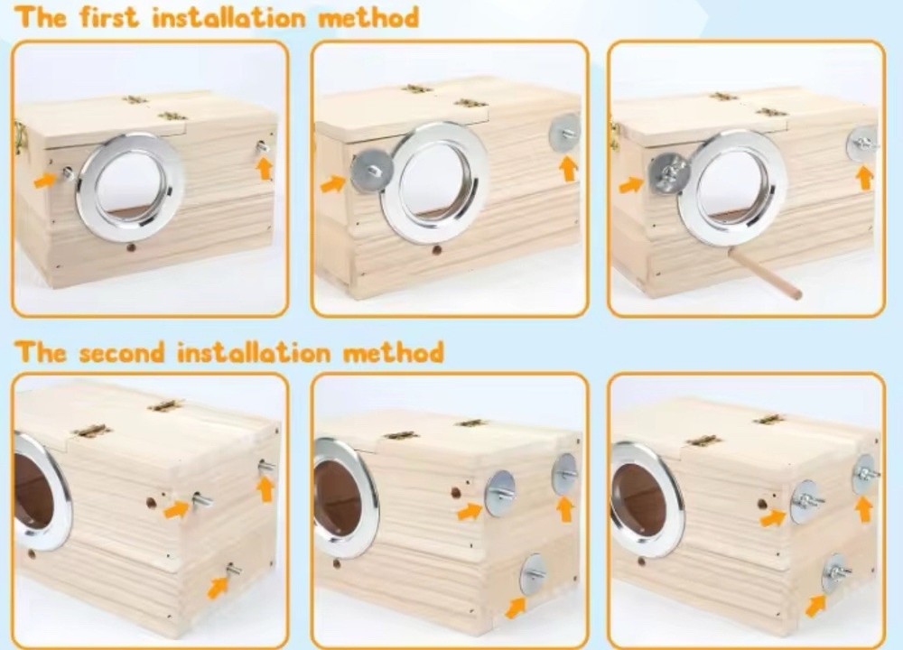 Parakeet Breeding Box With Clear Back Window, Nesting Material Included
