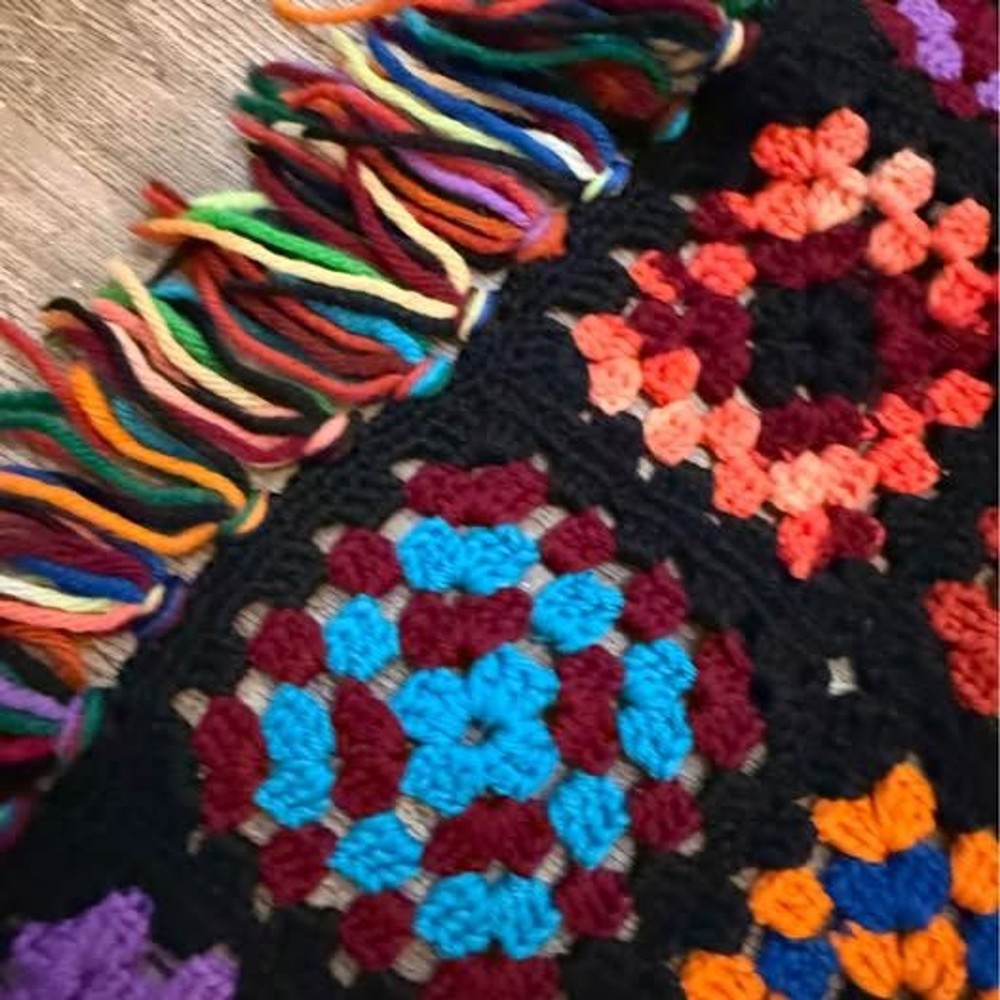 Vintage Handmade Granny Square Afghan Crochet Throw