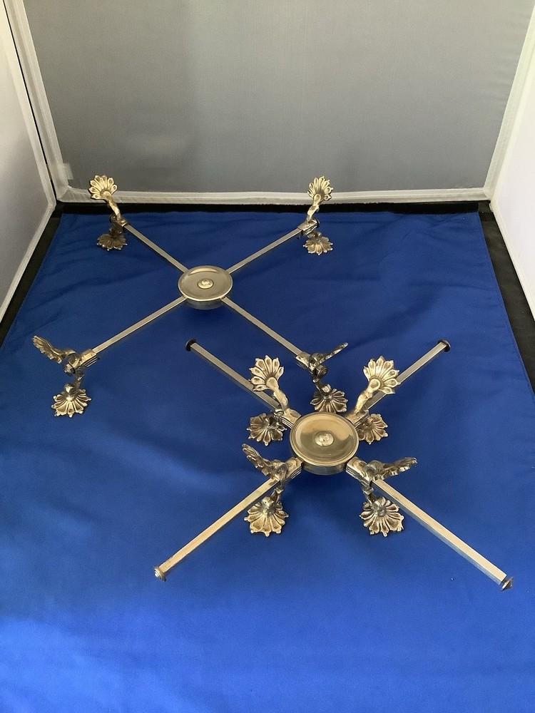 FREE SHIP Pair Italy Silverplate Adjustable Raised Trivets Stands