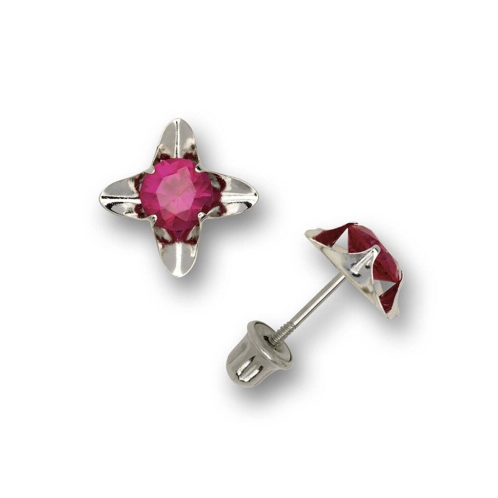 14k Yellow and White Gold Cz Stud Earrings