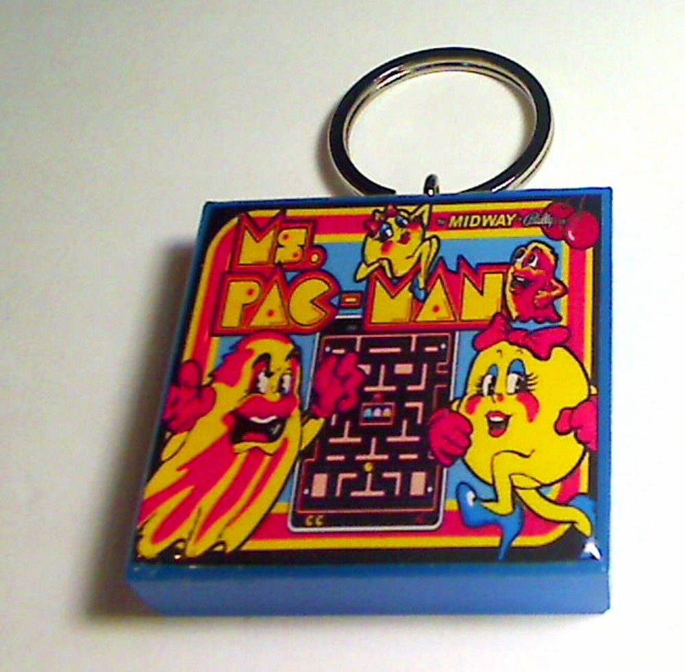 Ms. Pac-Man Arcade Coin Door accessory Keychain