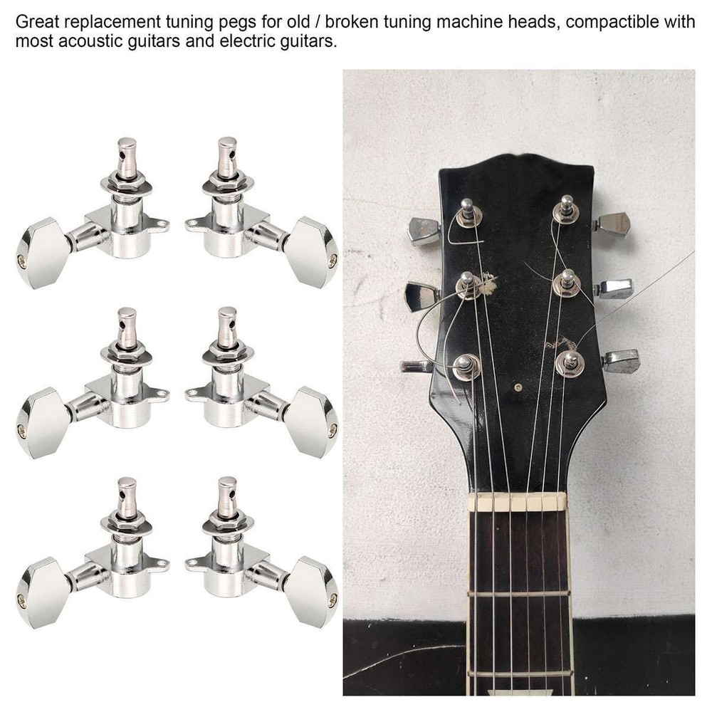 6pcs Guitar String Tuning Pegs Locking Tuners Keys Machine Heads Chrome Set