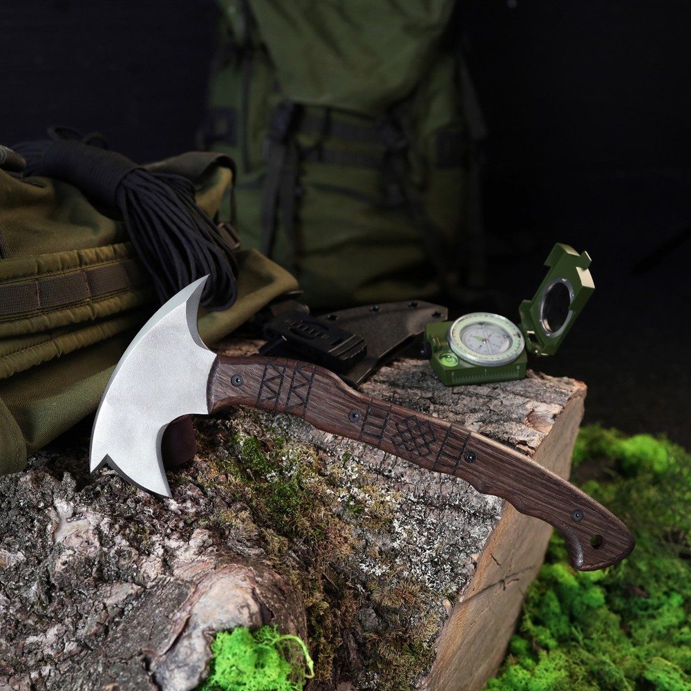 Tomahawk Axe Throwing Hatchet Tactical Tool with Oak wood Handle Optional Sheath