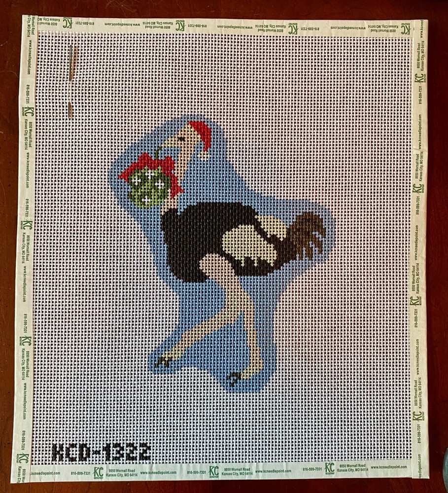 SCT Holiday Ostrich needlepoint ornament