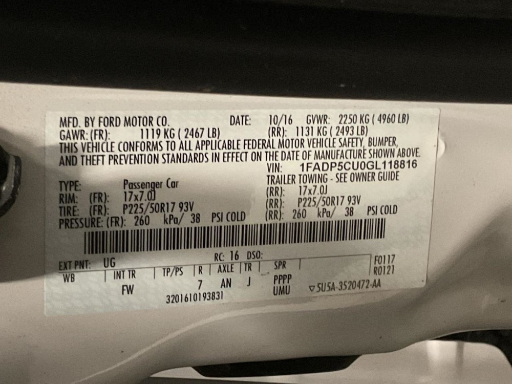 2016 Ford C-Max Hybrid Battery With Plug In Energi VIN E 7th Digit
