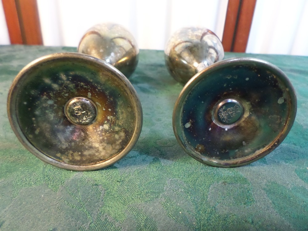2pc E. & L. de Uberti Italian Silverplated Stemmed Goblets/Wine Glasses w/Case