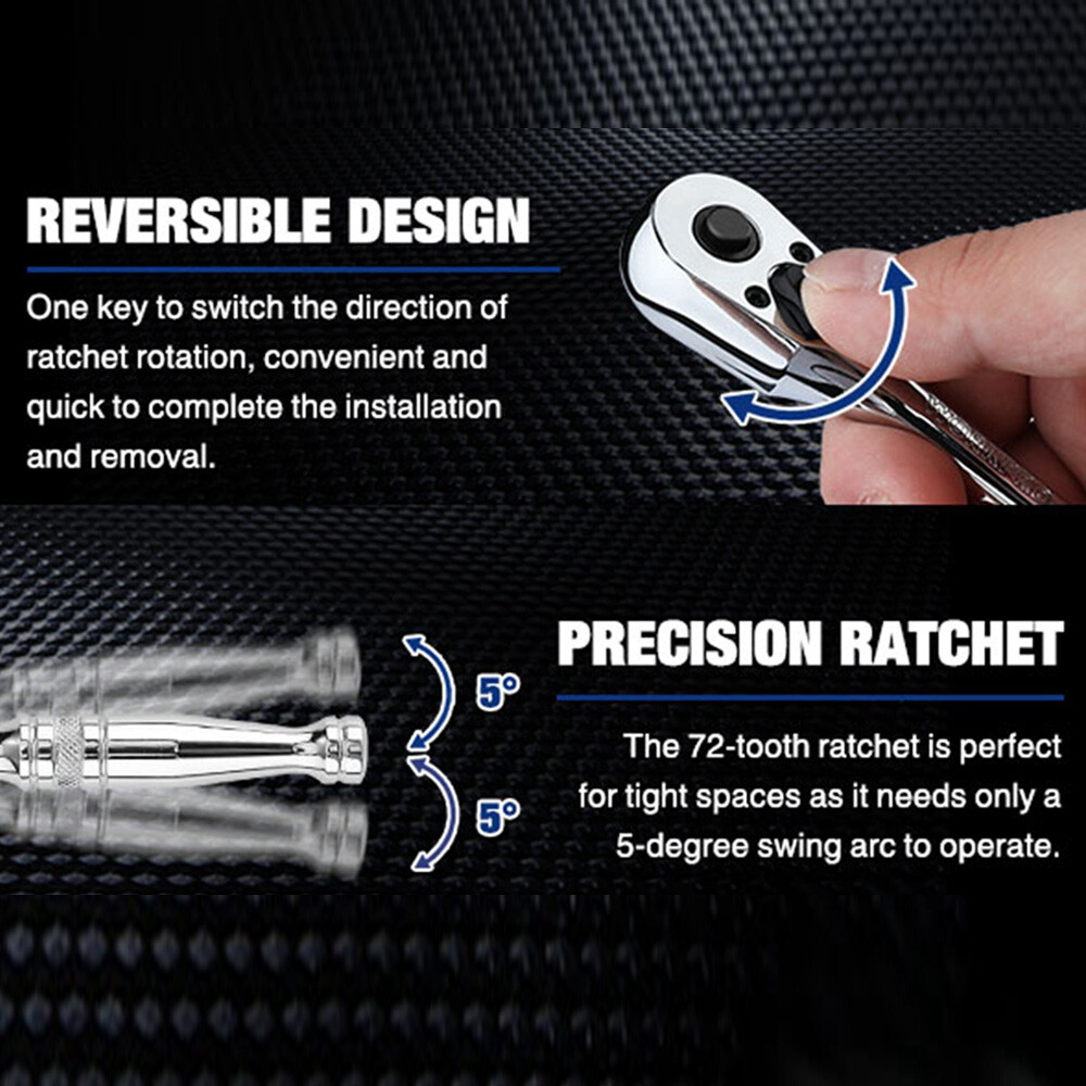 WORKPRO 1/4" Drive Ratchet Handle Quick-Release Reversible Ratchet Sets 72-Tooth