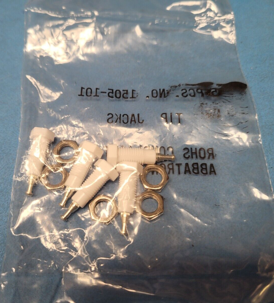 (5pcs) Connector Tip Jack, 1505-101, ABBATRON, White, Panel Mount