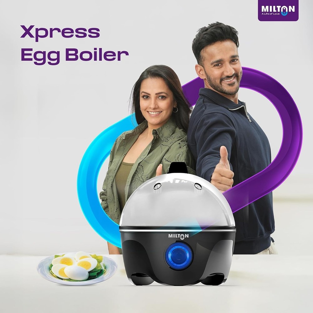 Milton Xpress Egg Boiler | Automatic Power Off | Egg Cooker | Black| Plastic|