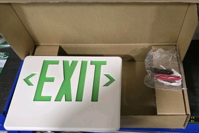 DUAL LITE EVCHLUGW12-0 GREEN EMERGENCY LED EXIT LIGHT LED COMBINATION SIGN