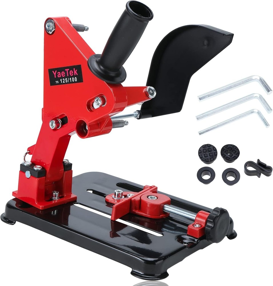 Cast Iron Angle Grinder Stand for 4"-5" Grinders - Red, Adjustable Angle