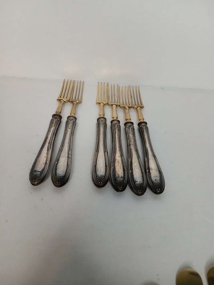 ANTIQUE .800 Silver Handled Forks & Knives Set 12 Pc.