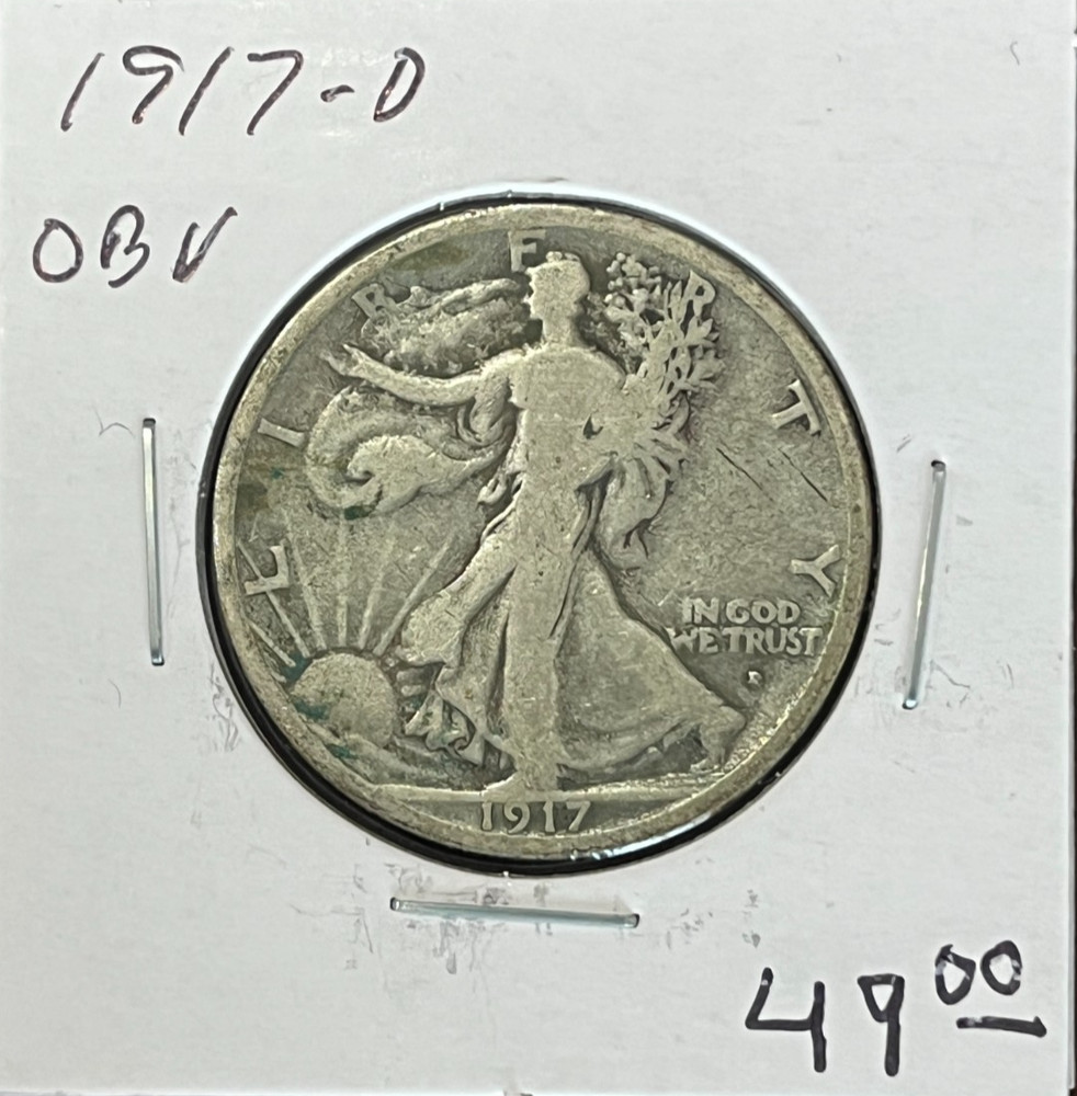 1917-D OBV Walking Liberty Half - Nice Grade -