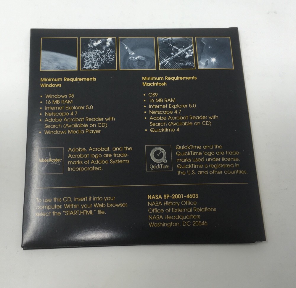 NASA ISSUED SHUTTLE-MIR PROGRAM CD ROM, SOVIET UNION, RUSSIA (NASA SP-2001-4603)