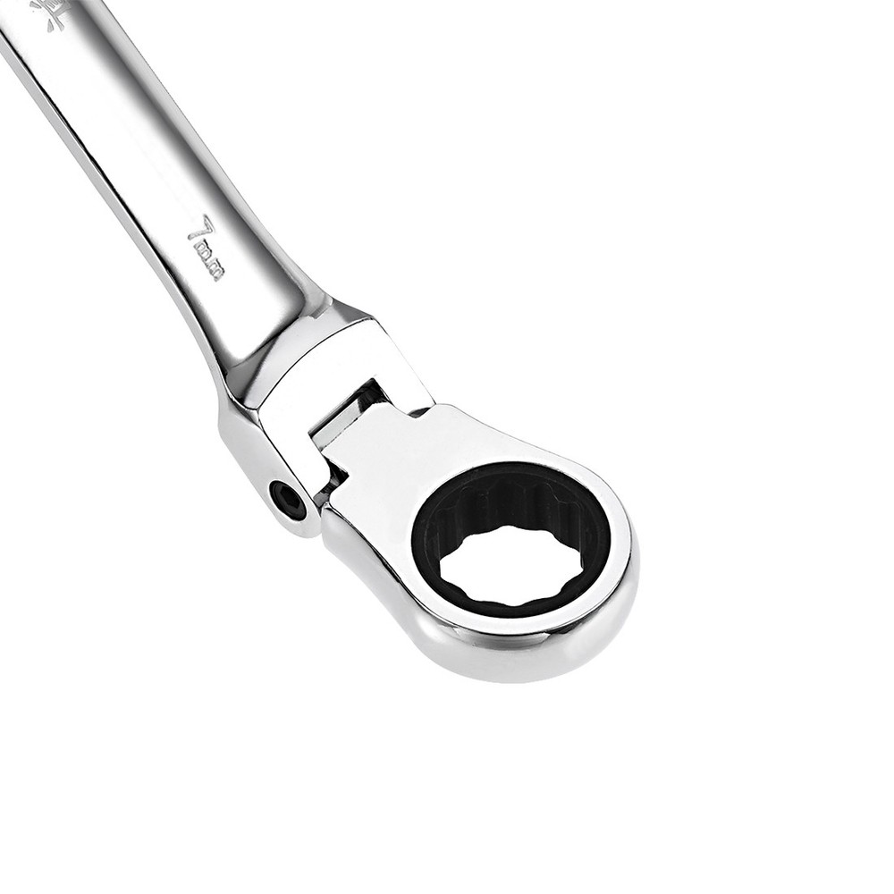7mm Flex-Head Ratcheting Combination Wrench 72 Teeth 12 Point Box End