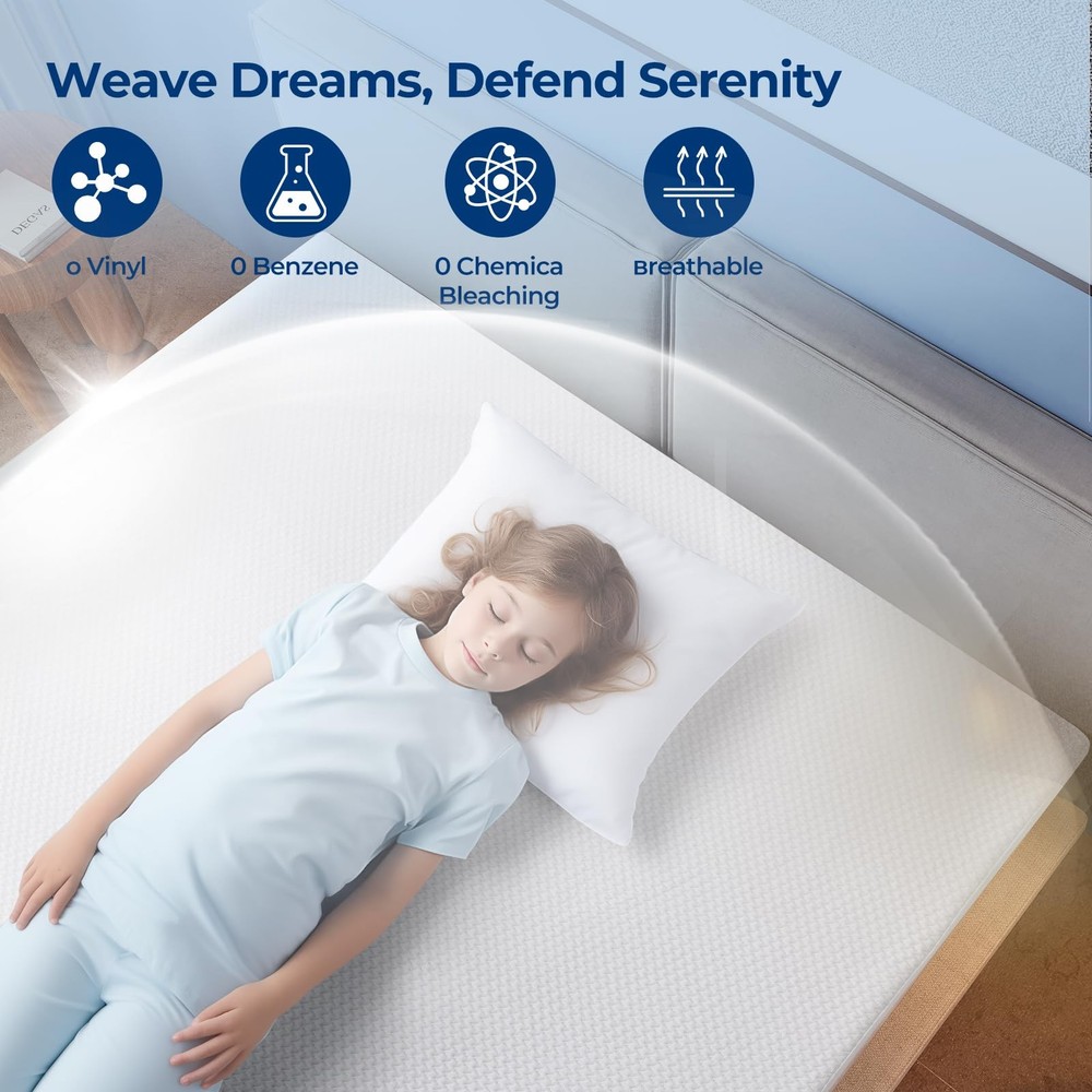 Queen Size Bed Mattress Protector, Waterproof & Breathable Cooling Mat