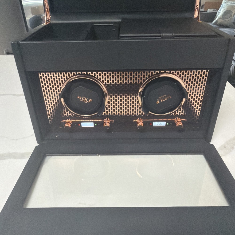 WOLF Axis Double Watch Winder with Storage - Copper - 469316 - Read