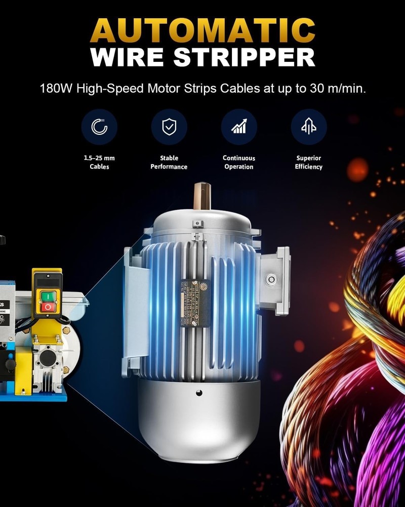 Electric Wire Stripper Machine, 0.06"-1" Automatic Wire Stripping Machine, Wi...