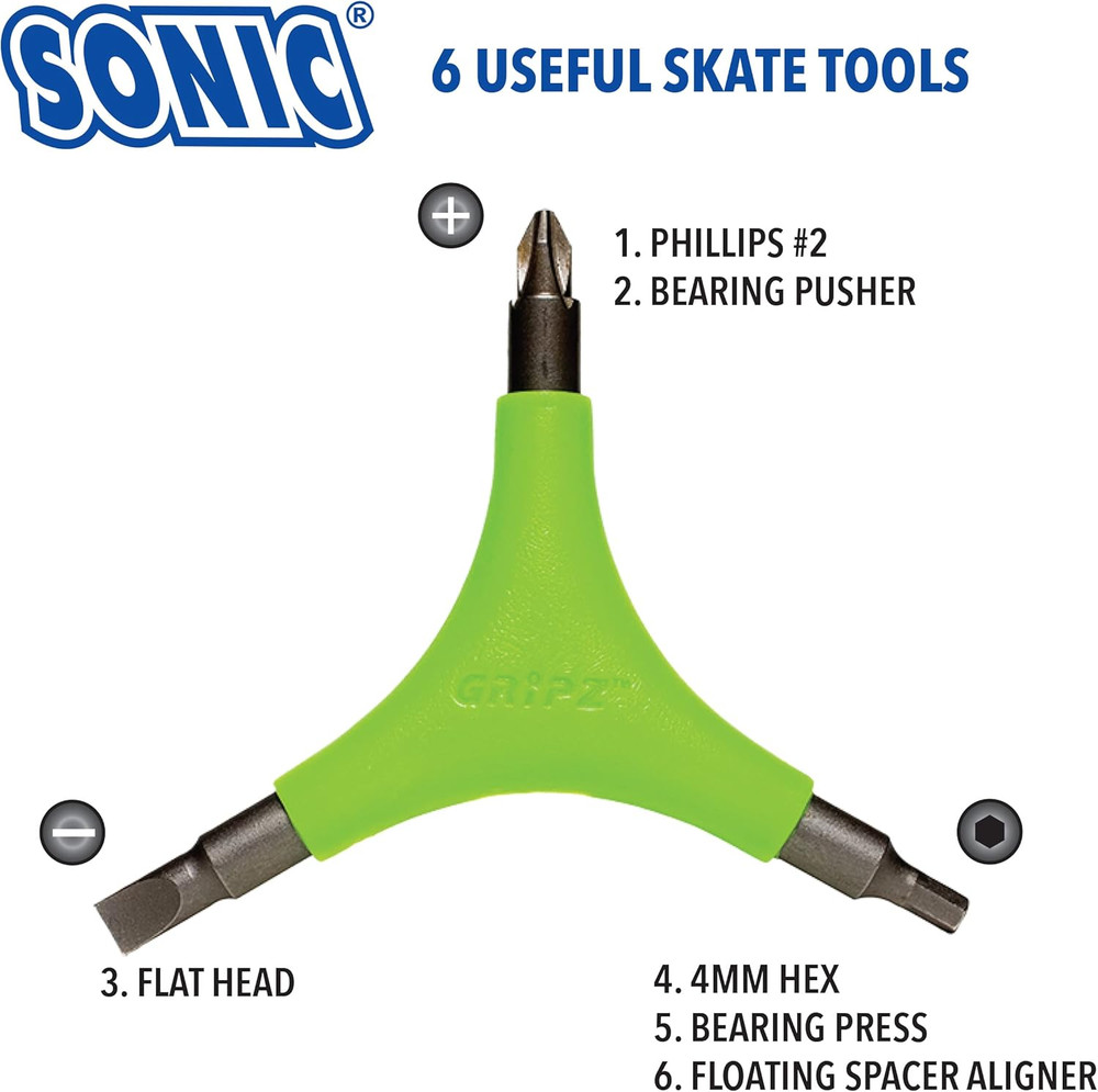 Gripz Inline Skate Tool, 6 Tools, 4 Mm Hex, Rotate Wheels, Remove Bearings, 2...