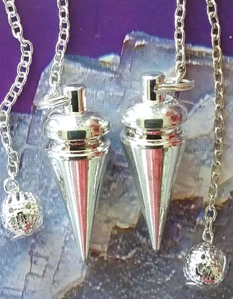 SILVER POINT ROUND TOP SOLID BRASS DOWSING PENDULUM, Silver Pendulum