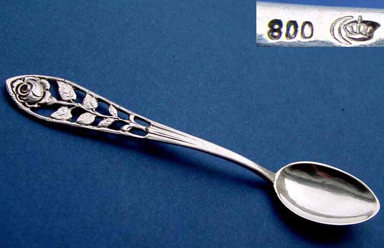 Tea/Coffee Spoon, Rose Decor, 800 Silver B339