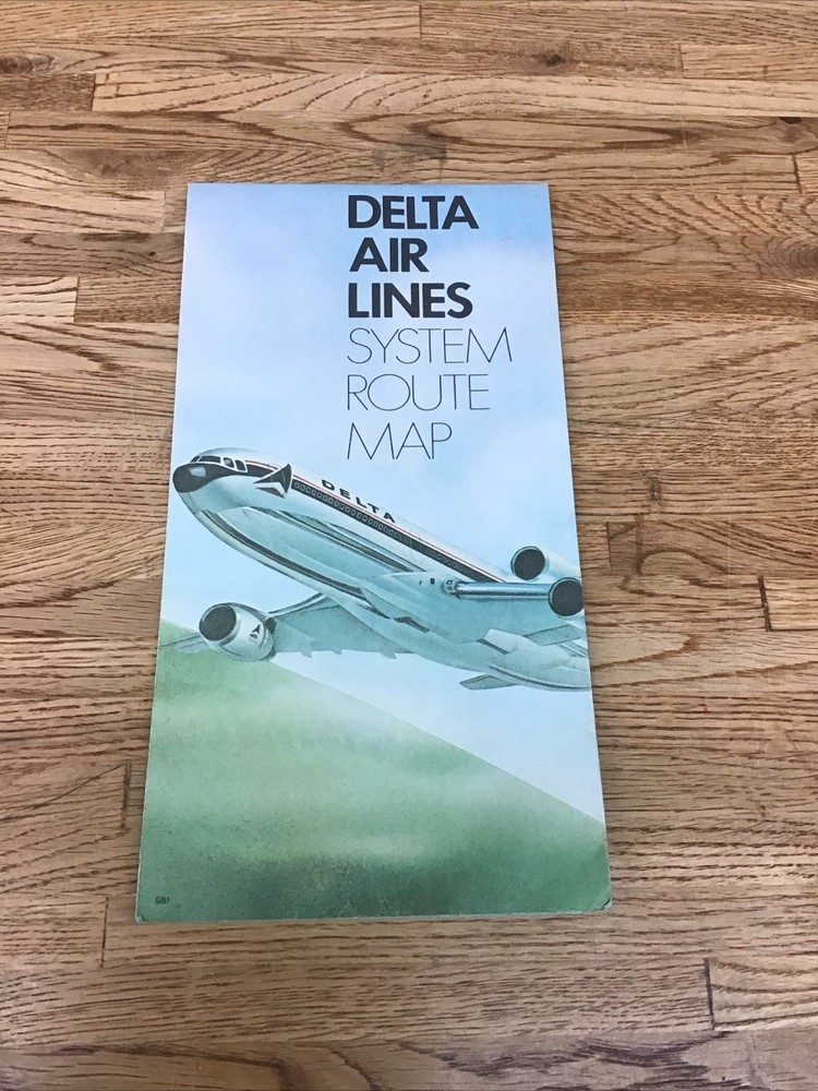Vintage Delta Air Lines System Route Map With Postcard EUC A-3